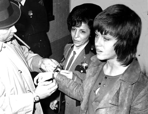 1970 Jane Fonda Arrives In Handcuffs